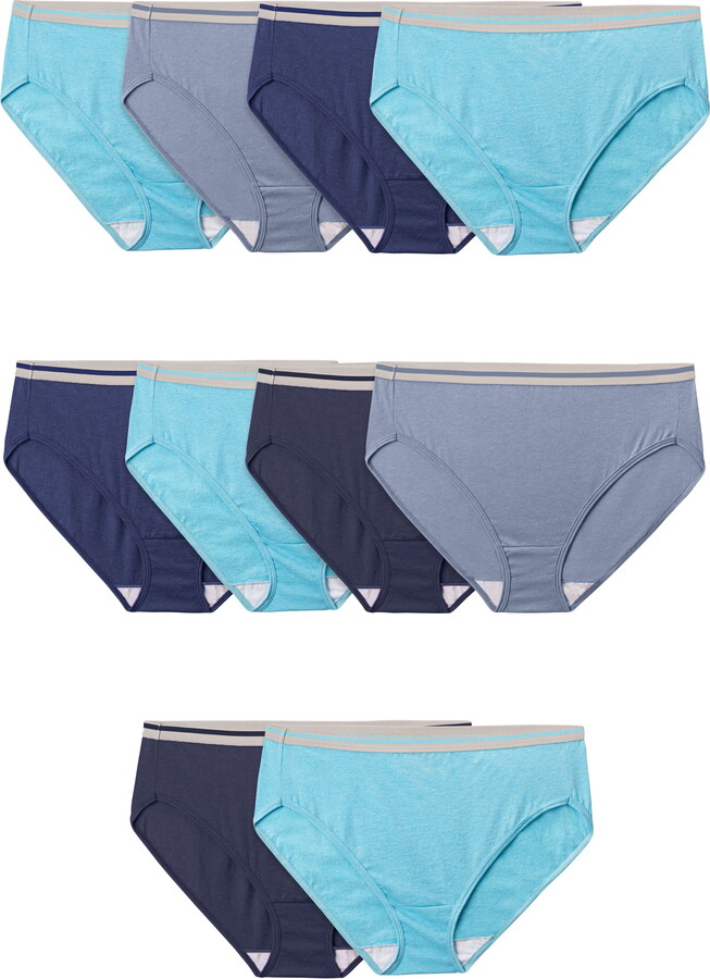 Fit for Me by Fruit of the Loom Women’s Plus Size Cotton Hi-Cut Brief Underwear, 10-Pack