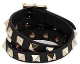 Thumbnail for your product : Valentino Rockstud Wraparound Leather Bracelet - Womens - Black