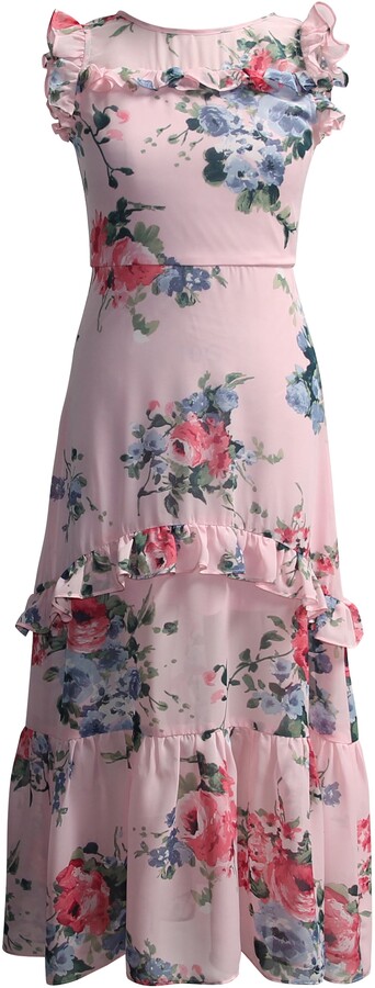 ava lace trim maxi dress