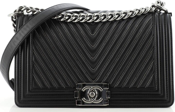 Chanel Boy Flap Quilted Metallic Calfskin Ruthenium Small Silver in Calfskin  with Ruthenium - US