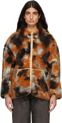 R13 Orange & Blue Oversized Fleece Jacket