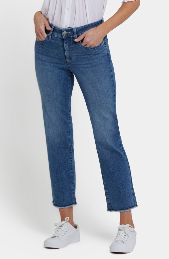 NYDJ Marilyn Fray Hem Straight Ankle Jeans