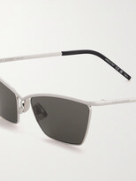 Thumbnail for your product : Saint Laurent Eyewear Cat-eye Silver-tone And Acetate Sunglasses - One size