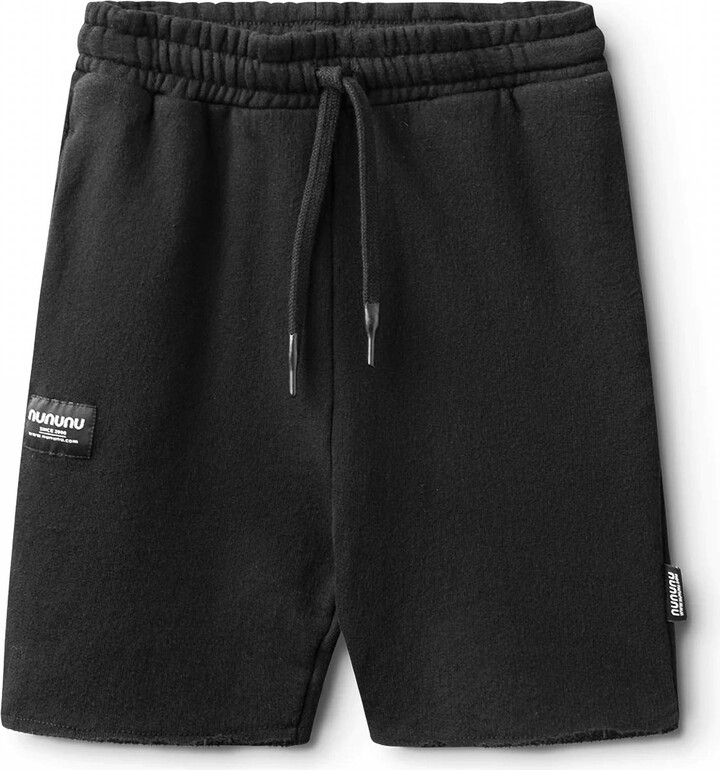 Nununu Boy's Unbalanced Sweat Shorts In Black