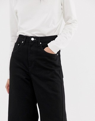 Weekday beat super wide leg jeans in tuned black