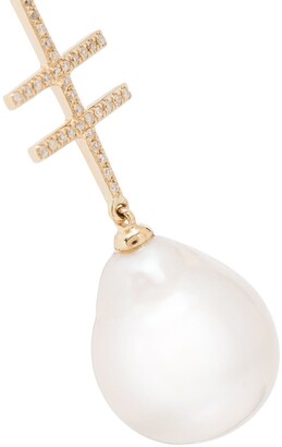 By Pariah 14kt gold Double Cross pearl diamond earrings