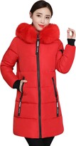 Thumbnail for your product : HOMEBABY Women Winter Coat Women Long Cotton Padded Coat Faux Fur Hooded Winter Parka Down Lammy Jacket Ladies Warm Quilted Padded Lightweight Trench Outwear Long Sleeve Tops Cardigan Pink