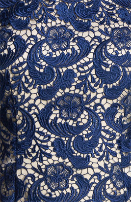 Eliza J Embroidered Lace Overlay Sheath Dress (Regular & Petite)