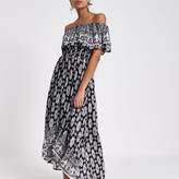 Thumbnail for your product : River Island Womens Black tile print high low hem maxi dress