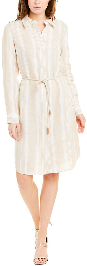 khaki linen shirt dress