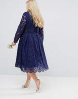 Thumbnail for your product : ASOS Curve Design Curve Bridesmaid Lace Long Sleeve Midi Prom Dress