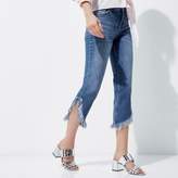 Thumbnail for your product : River Island Womens Mid blue frayed hem cropped jeans