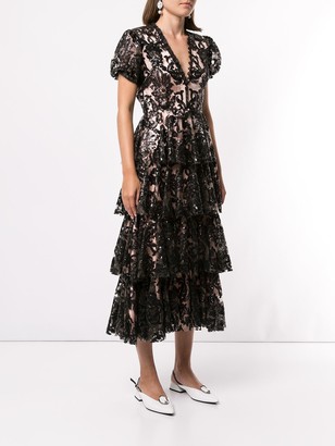 Macgraw rose-print silk maxi dress - Black