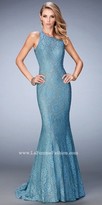 Thumbnail for your product : La Femme Lace Keyhole Open Back Mermaid Prom Gown