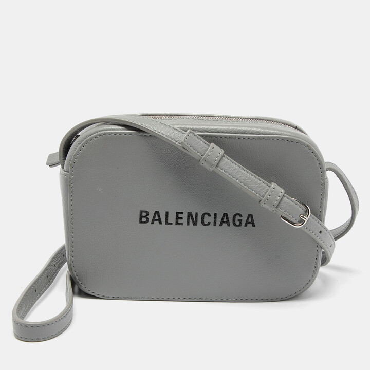 Balenciaga Grey Leather Logo XS Everyday Camera Bag - ShopStyle