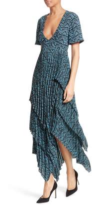 A.L.C. Kylia Pleated Silk Midi Dress