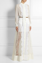 Thumbnail for your product : Alessandra Rich Chiffon and lace bodysuit and maxi skirt set