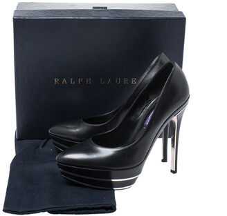 Ralph Lauren Black Leather Platform Pumps Size 36