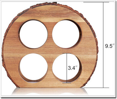August Grove 4-Bottle Acacia Wood Wine Rack - Countertop Style With Natural Bark For Home Bar Kitchen