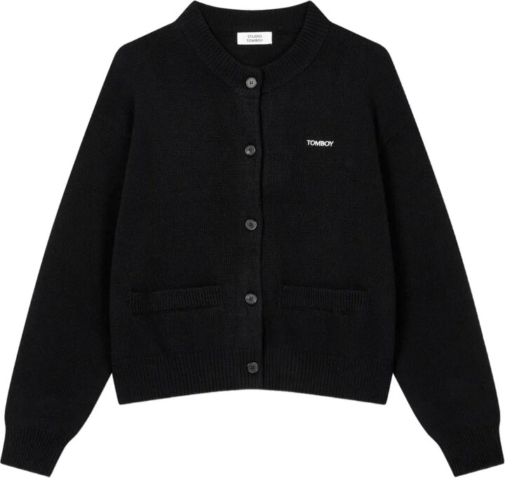 TOMBOY Logo-Embroidered Button-Front Cardigan