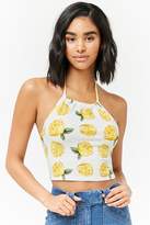 Thumbnail for your product : Forever 21 Lemon Print Halter Crop Top