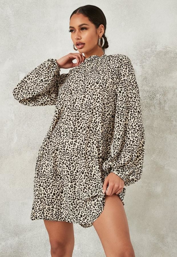 gray leopard dress