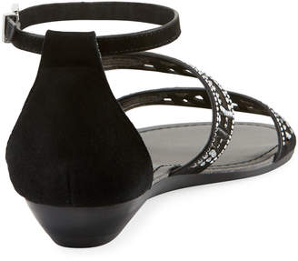Premium Collection By Yellow Box Violet Embellished Suede Sandals, Black