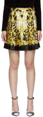 Versace Black and Gold Pleated Barocco SS92 Miniskirt