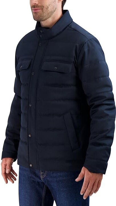 Cole Haan Quilted Heather Twill Jacket Men's Jacket Dark Blue : SM, Polyester/Twill