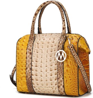 MKF Collection by Mia K Nora Premium Croco Satchel Handbag in Yellow