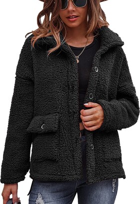 LIVACASA Cardigans Women Fleece Cardigan Coat Girls with Pockets Button  Cardigans with Collar Cardigan Ladies Long Sleeves Cardigans Soft and  Lightweight Fashion Pink L - ShopStyle