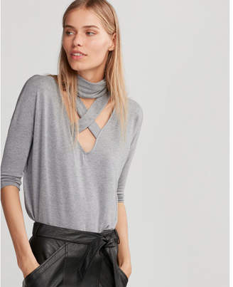 Express petite heathered strappy mock neck london tee