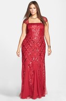 Thumbnail for your product : Adrianna Papell Cap Sleeve Sequined Gown (Plus Size)