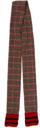 Gucci Web-Trimmed Houndstooth Wool & Cashmere Scarf