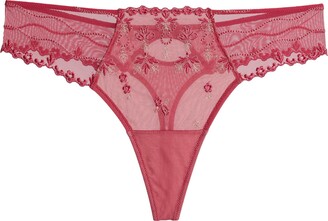 Lise Charmel Dressing Floral Embroidered Tulle Low-rise Briefs in Pink
