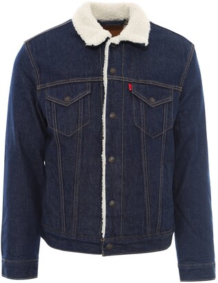levis sherpa black denim jacket