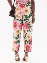 Thumbnail for your product : Dolce & Gabbana Camellia-print Cotton Wide-leg Trousers - Pink Print