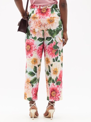 Dolce & Gabbana Camellia-print Cotton Wide-leg Trousers - Pink Print