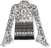 Thumbnail for your product : Erdem Alaric Leaf-Print Ruffled Long-Sleeve Top