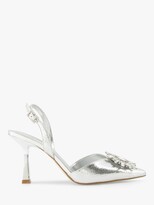 Thumbnail for your product : Dune Casis Brooch Embellished Slingback Heels, Silver