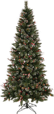 Andover Mills Snow Tipped Pine 6' White/Green Pine Trees Artificial Chritmas Tree with 250 Incandescent Multi-Colored Lights with Stand