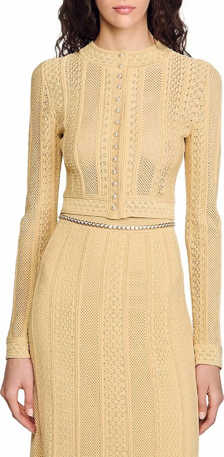 Sandro Pointelle Knit Cardigan