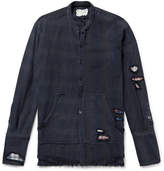 Thumbnail for your product : Greg Lauren Slim-Fit Distressed Patchwork Striped And Checked Cotton-Twill Shirt
