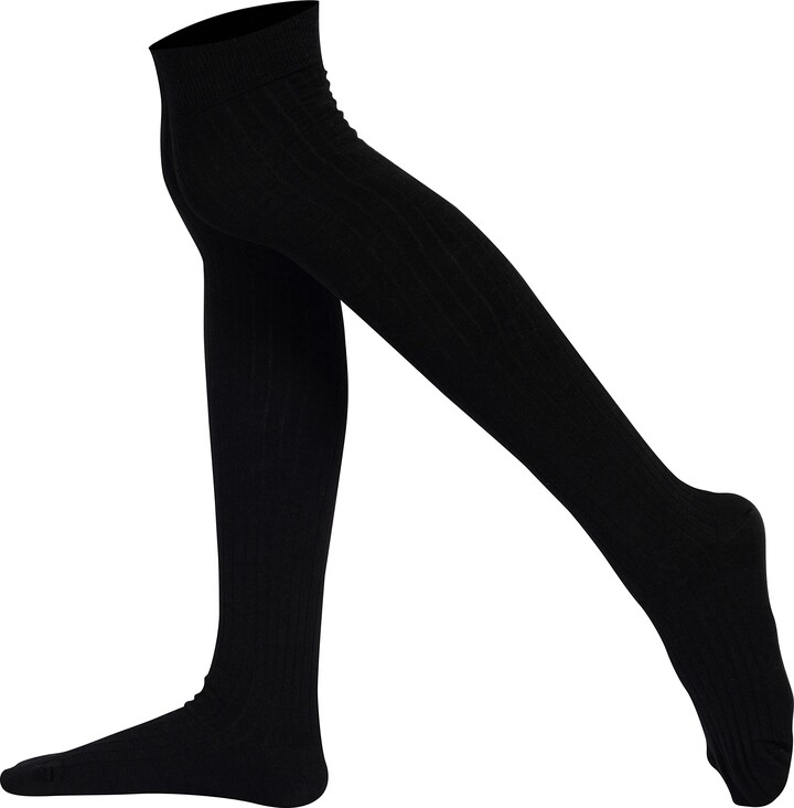 Mysocks Unisex Over the Knee High Socks Ribbed Black 59 ShopStyle