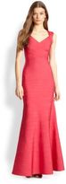 Thumbnail for your product : Herve Leger Thick-Strap V-Neck Bandage Gown