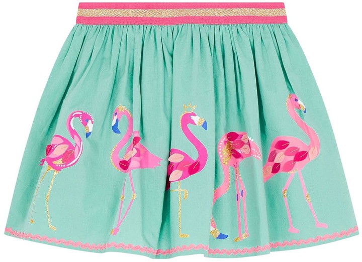 Monsoon Girls Flamingo Border Skirt Green - ShopStyle