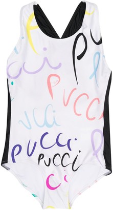 PUCCI Junior Multi Logo-Print Swimsuit