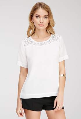 Forever 21 Forever 21 Contemporary Embroidered Floral Pattern Blouse
