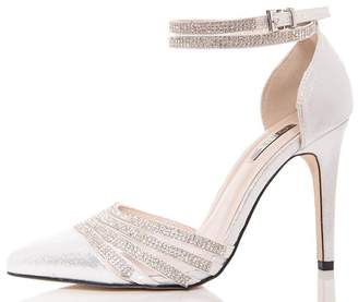 Quiz Silver Diamante Strap Heeled Shoes