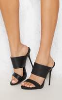 Thumbnail for your product : PrettyLittleThing Black Twin Strap Mule Sandal